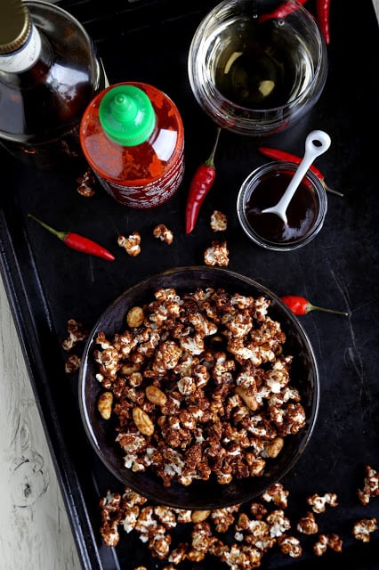 Whisky-Sriracha Caramel Corn