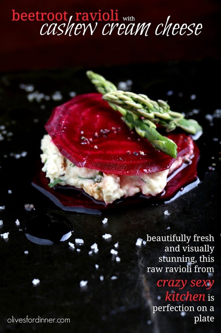Beetroot Ravioli with Cashew Cream Cheese