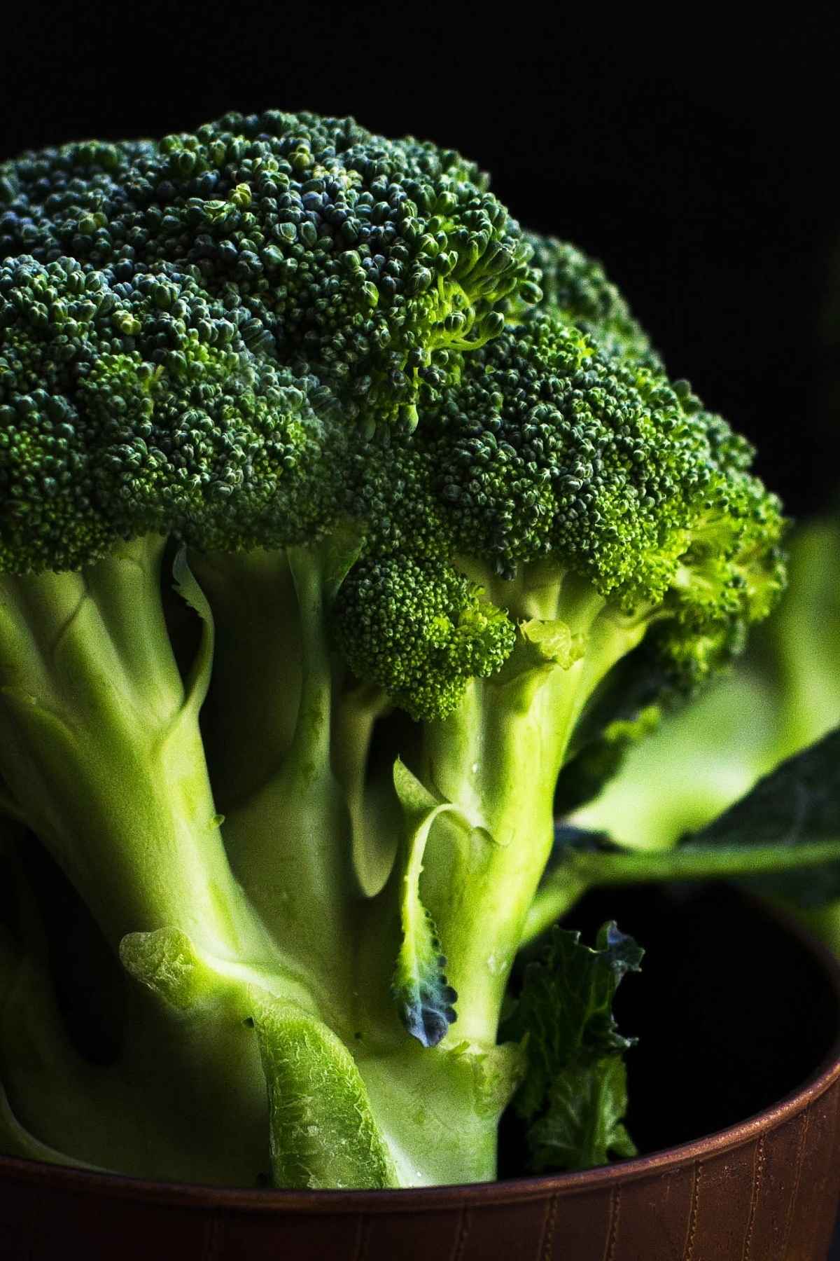 Fresh broccoli florets before cooking.